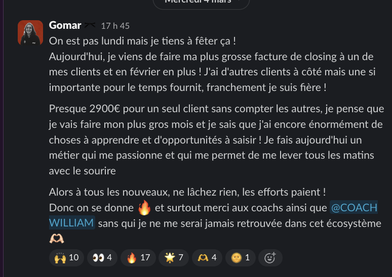 Témoignage d'un élève Money Trees