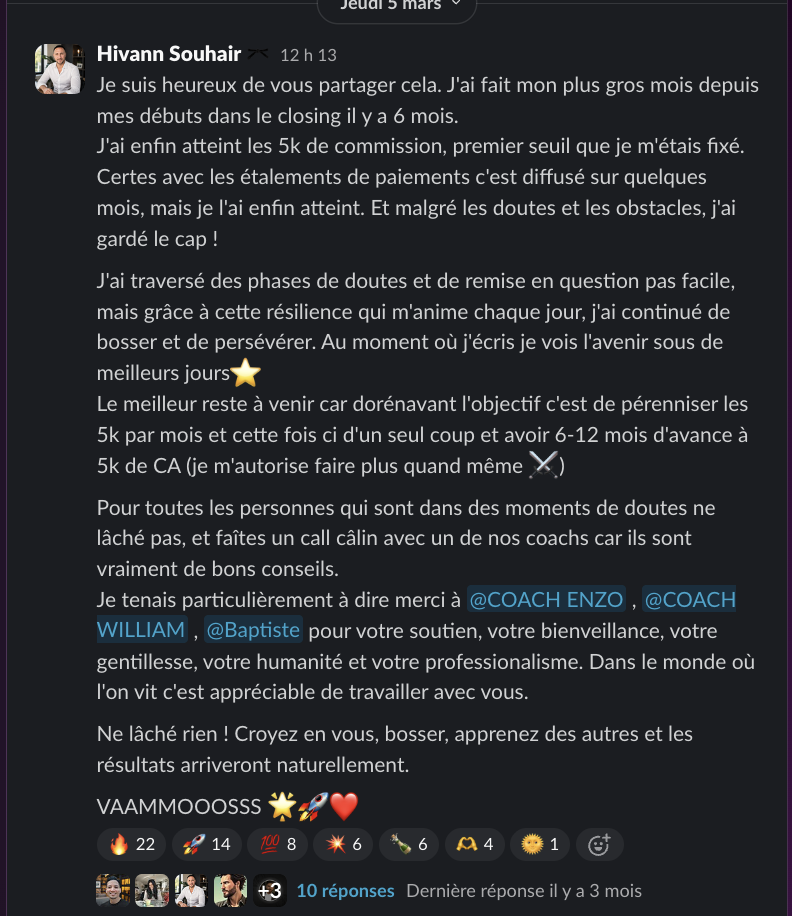 Témoignage d'un élève Money Trees